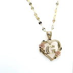 10k Yellow Gold with Initial Heart Pendant With Chain