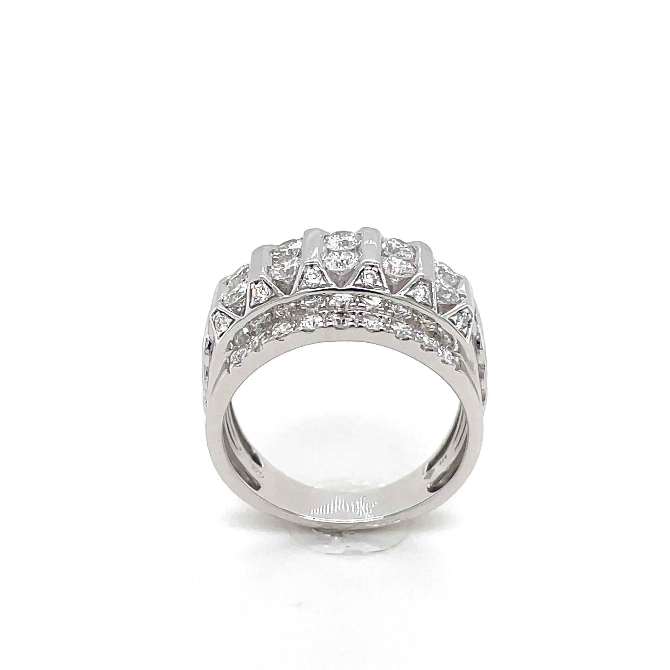 Men’s Sterling Silver, Cuban Link Design ￼Lab Diamond Ring 2.00ctw