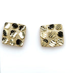 Midsize 10k Yellow Gold, Square Butterfly Nugget Earrings