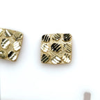 Midsize 10k Yellow Gold, Square Butterfly Nugget Earrings