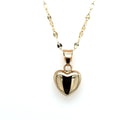 10k Yellow Gold Puff Heart Pendant With Mirror Chain