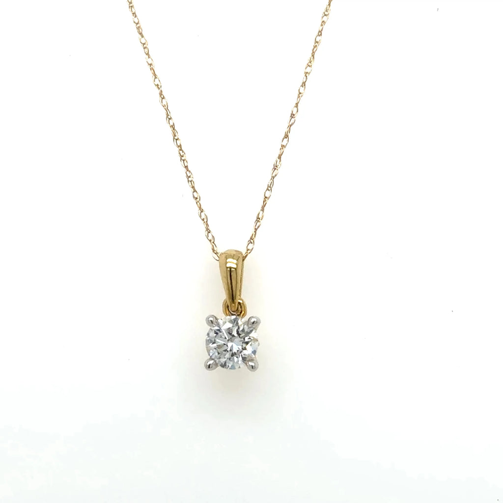 10k Yellow Gold Solitaire Lab Diamond Necklace