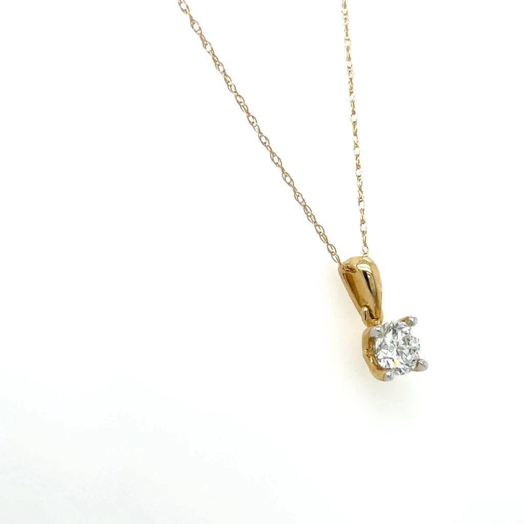 10k Yellow Gold Solitaire Lab Diamond Necklace