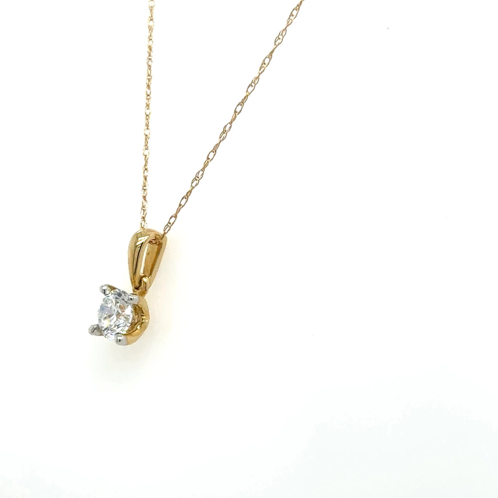10k Yellow Gold Solitaire Lab Diamond Necklace