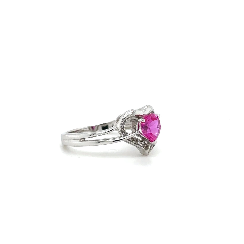 Women’s 10K White Gold 0.04ctw Natural Diamond, 1.10ct LPS heart ring