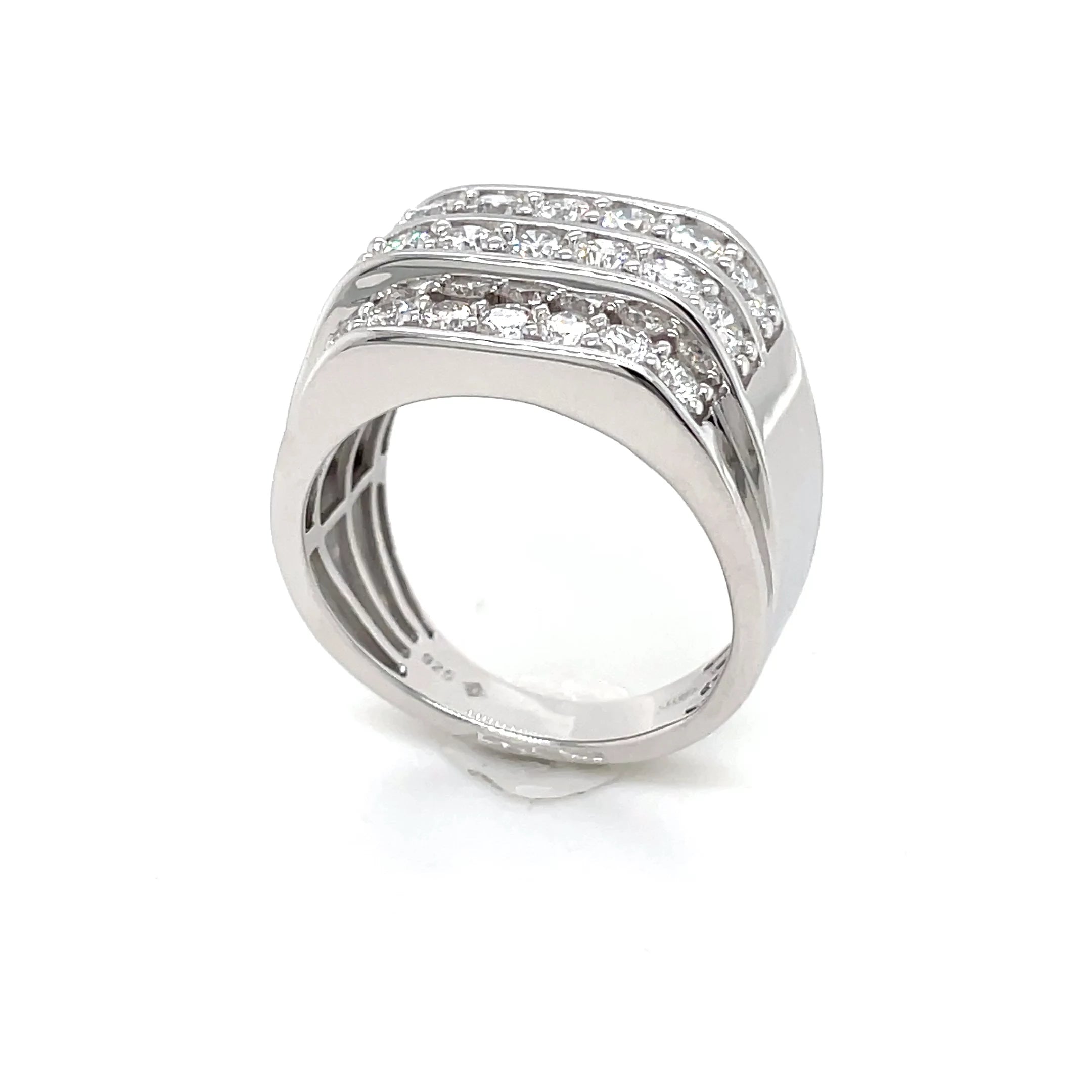 Men’s Sterling Silver Lab Diamond Ring 2.00ctw