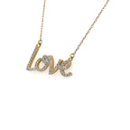 Women’s 10k Yellow Gold ‘Love’ Diamond Necklace & Charm 0.13ctw