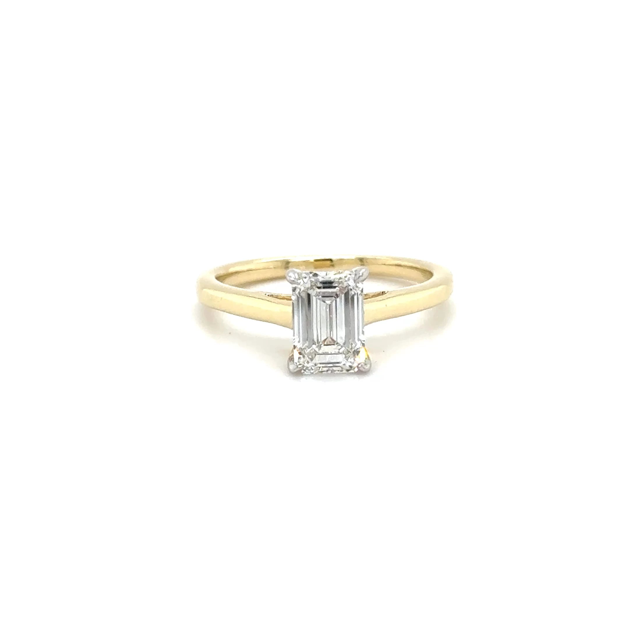 Emerald Cut ￼ Lab Diamond Solitaire Ring