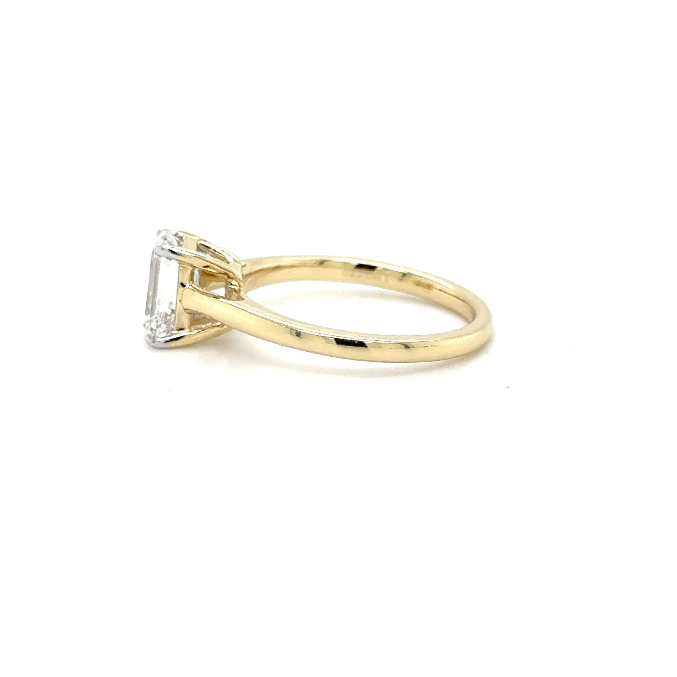 Emerald Cut ￼ Lab Diamond Solitaire Ring
