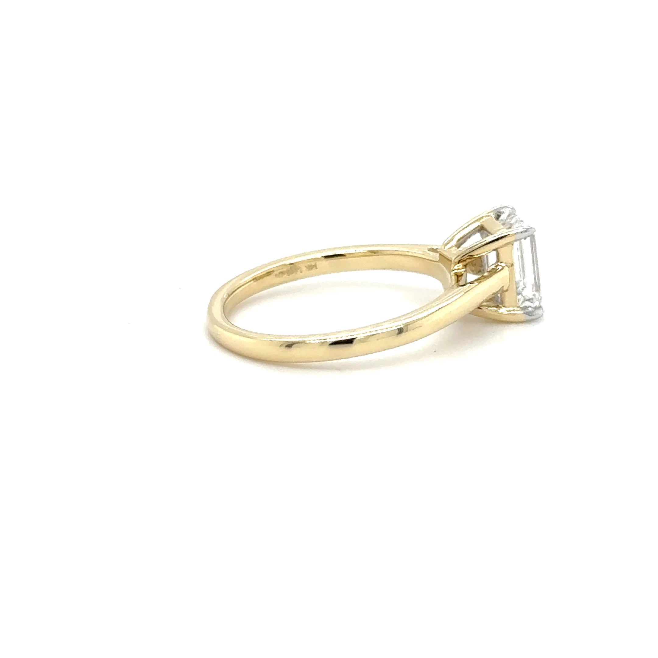 Emerald Cut ￼ Lab Diamond Solitaire Ring