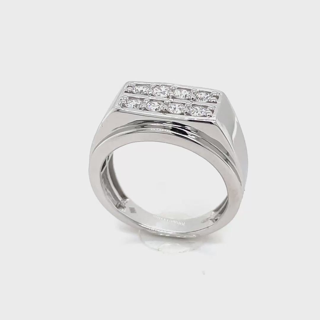 Men’s Sterling Silver Lab Diamond Ring 0.75ctw