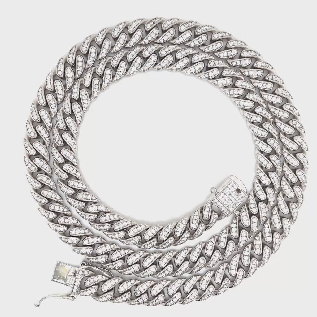 Men’s bold, 10mm 24.5” Sterling Silver, Cuban link Mossanite chain