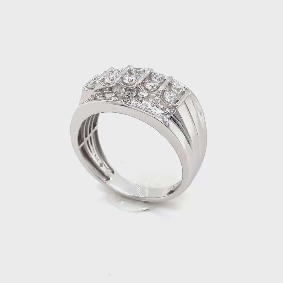 Men’s Sterling Silver Lab Diamond Ring 1.00ctw