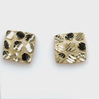 Midsize 10k Yellow Gold, Square Butterfly Nugget Earrings
