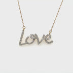 Women’s 10k Yellow Gold ‘Love’ Diamond Necklace & Charm 0.13ctw
