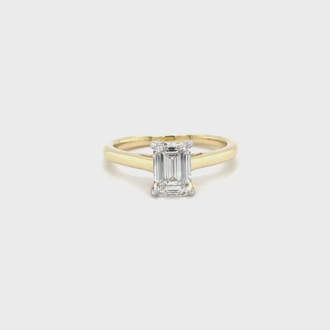 Emerald Cut ￼ Lab Diamond Solitaire Ring