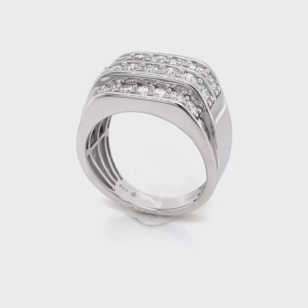 Men’s Sterling Silver Lab Diamond Ring 2.00ctw