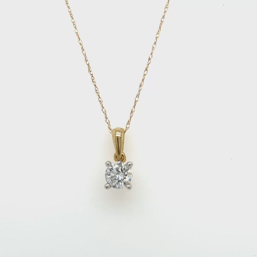 10k Yellow Gold Solitaire Lab Diamond Necklace