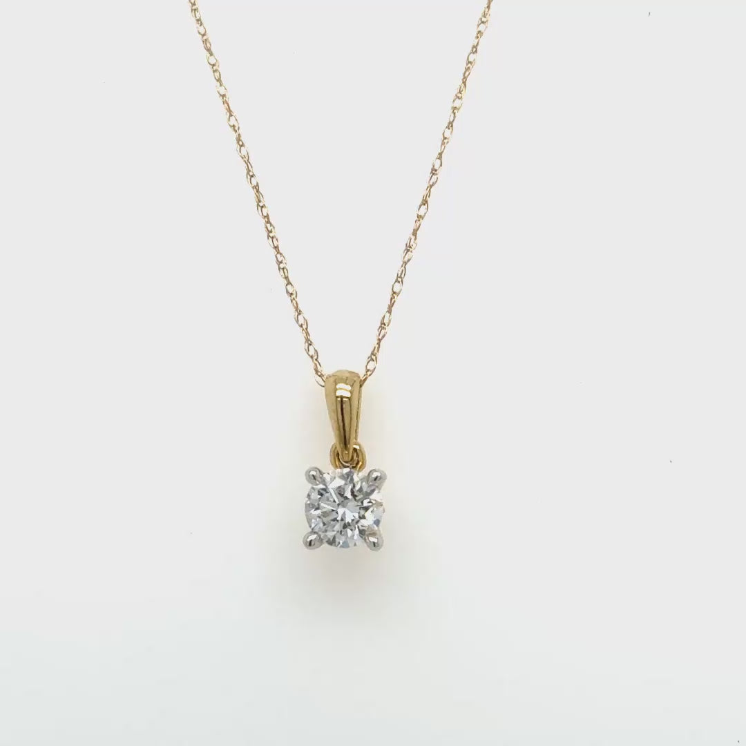 10k Yellow Gold Solitaire Lab Diamond Necklace