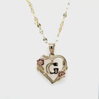 10k Yellow Gold with Initial Heart Pendant With Chain