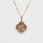 Women’s 10k Rose Gold Diamond Clover Pendant With Chain