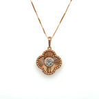 Women’s 10k Rose Gold Diamond Clover Pendant With Chain