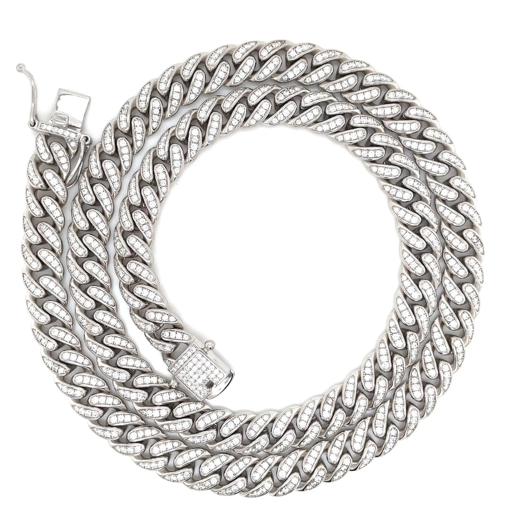 Men’s bold, 10mm 24.5” Sterling Silver, Cuban link Mossanite chain