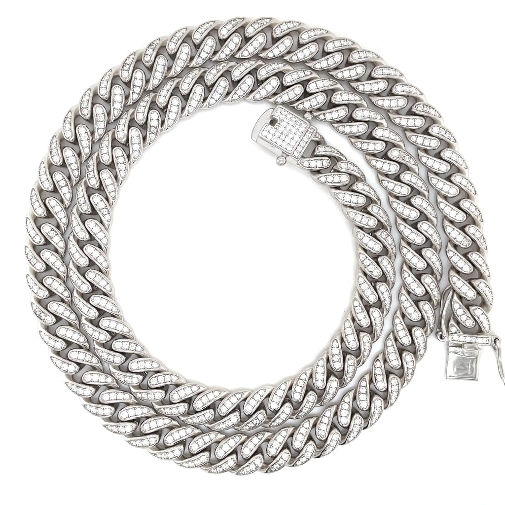 Men’s bold, 10mm 24.5” Sterling Silver, Cuban link Mossanite chain