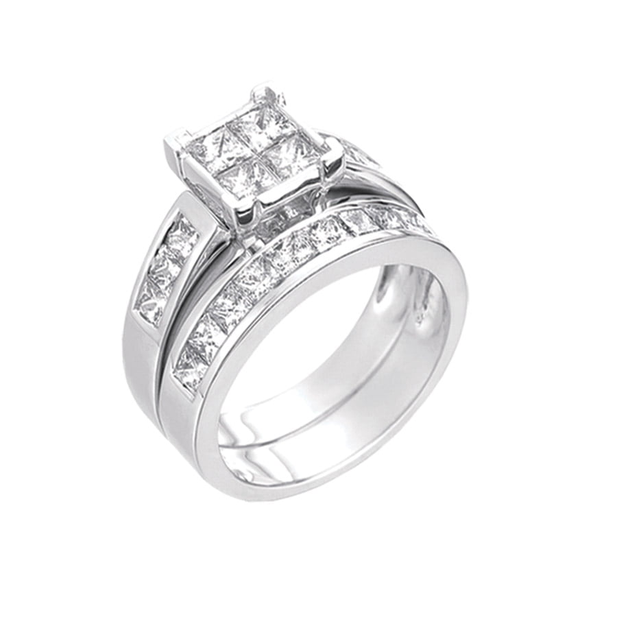 14k White Gold Bridal Ring Set 2.00ctw Pueblo Jewelers Diamond Gallery